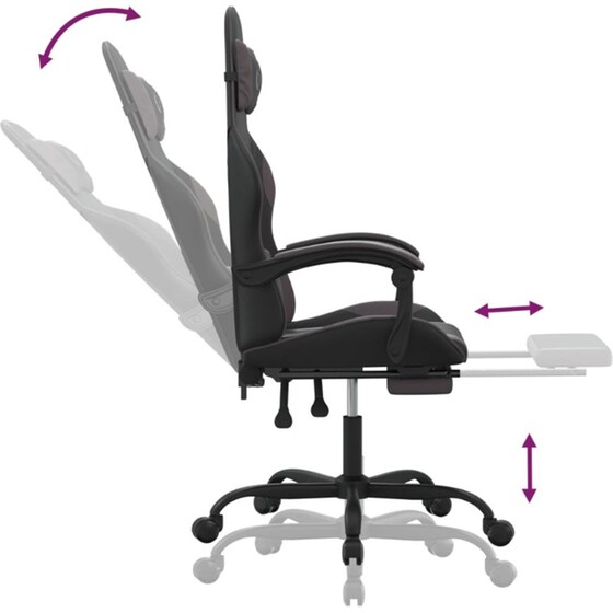 Καρέκλα Gaming VIDAXL 3143882 με Υποπόδιο από Τεχνητό Δέρμα - Γκρι image 4
