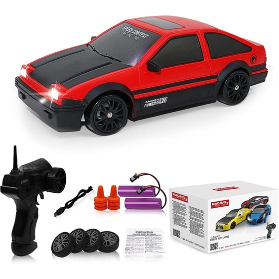 Remote Control Drift Car 2.4GHz 1:24 Scale 4WD 15km/h Κόκκινο image 0