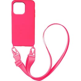 Θήκη Apple iPhone 13 Pro Max - My Colors Carryhang Liquid Silicone Strap - Φούξια