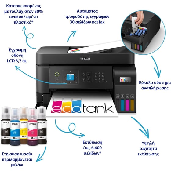 Epson EcoTank L5590  Εγχρωμο Πολυμηχάνημα Inkjet A4 με WiFi (C11CK57403) image 1