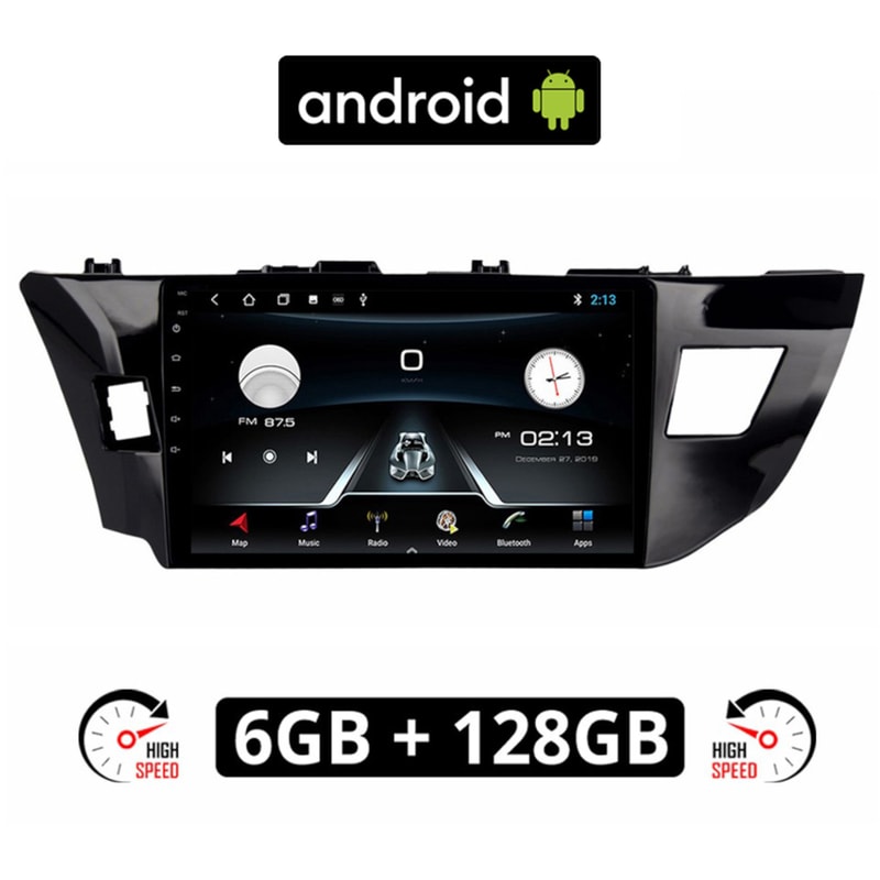 Ηχοσύστημα με Οθόνη Αφής 10 Android GPS Wi-Fi Bluetooth 6GB/128GB για Toyota Corolla (2013 - 2016) - Μαύρο