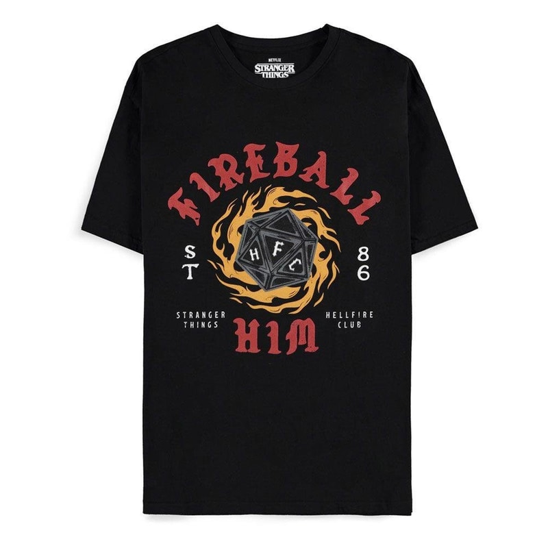 DIFUZED T-shirt Difuzed Stranger Things Fireball Him V2 - Μαύρο