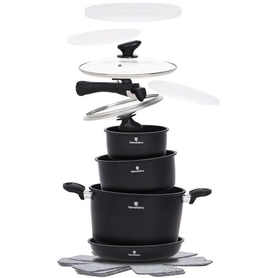 Σετ Μαγειρικά Σκεύη HOMEVERO HV-1013B 13 τμχ Μαύρο image 1
