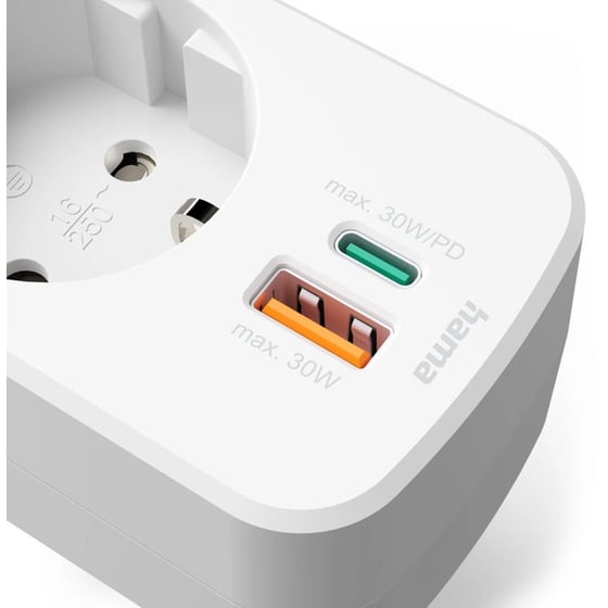 Πολύμπριζο Hama Power Strip 3 θέσεων με θύρες USB-A/USB-C - White image 4