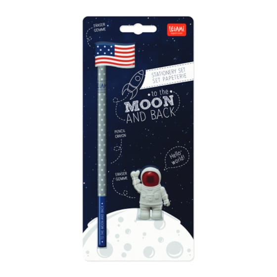 Σετ Γραφής Legami 1 Μολύβι και 2 Γόμες To The Moon And Back (3 Τεμάχια) image 0