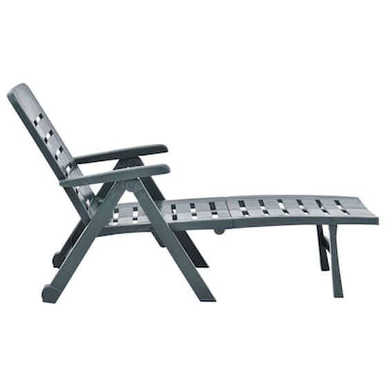 Ξαπλώστρα VidaXL Πτυσσόμενη Πλαστική 189x72x96 cm - Πράσινο image 3