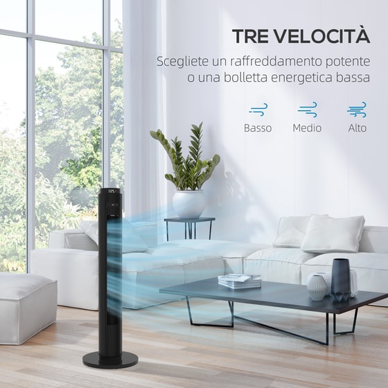 HOMCOM 45W 96cm Ανεμιστήρας Πύργος με Τηλεχειριστήριο image 3
