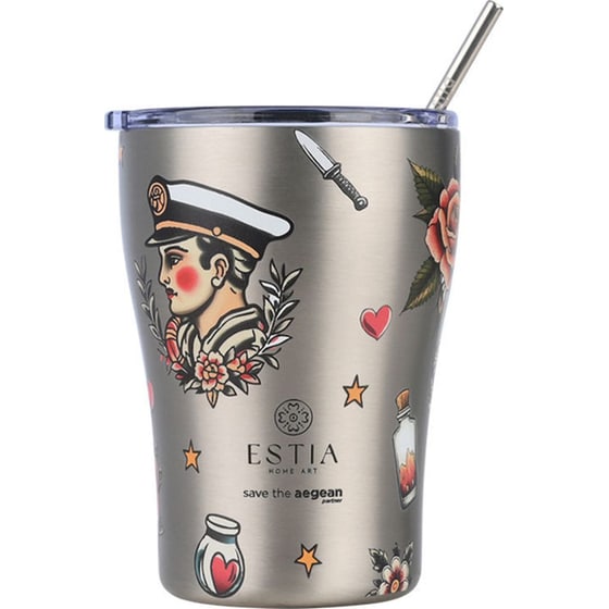 Κούπα Θερμός Καφέ Estia Home Art Save the Aegean Old School Ink 350ml image 0