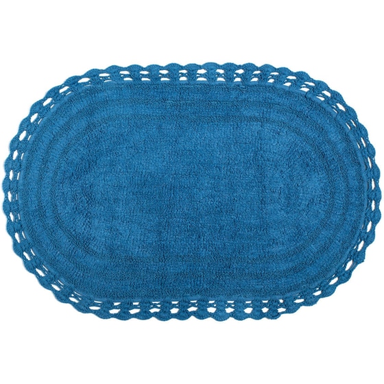 Πατάκι Μπάνιου Silk Fashion Οβάλ Βαμβακερό 60x100 cm - Μπλε image 0