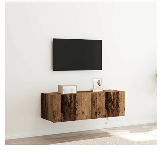 Έπιπλο Τηλεόρασης VidaXL Επιτοίχιο με LED 2 τμχ 100 x 35 x 31 cm - Παλαιωμένο Ξύλο image 1