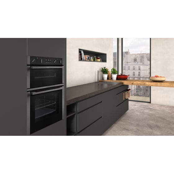 NEFF U2ACH7CG0A 71 Lt Μαύρο Εντοιχιζόμενος Διπλός Φούρνος Άνω Πάγκου image 2