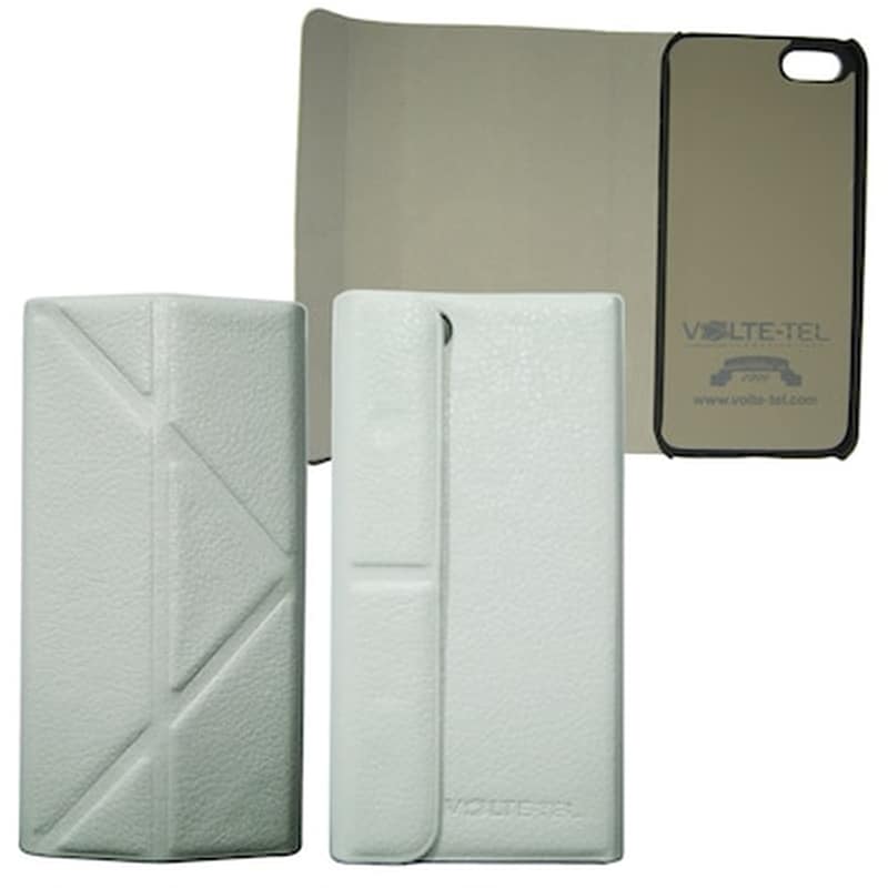 IPH 5/5S PU LEATHER BOOK-STAND WHITE