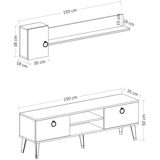 Έπιπλο Τηλεόρασης 24Mall Alpha από Μοριοσανίδα 150x50x35 cm - Μαύρο/Καρυδί image 4