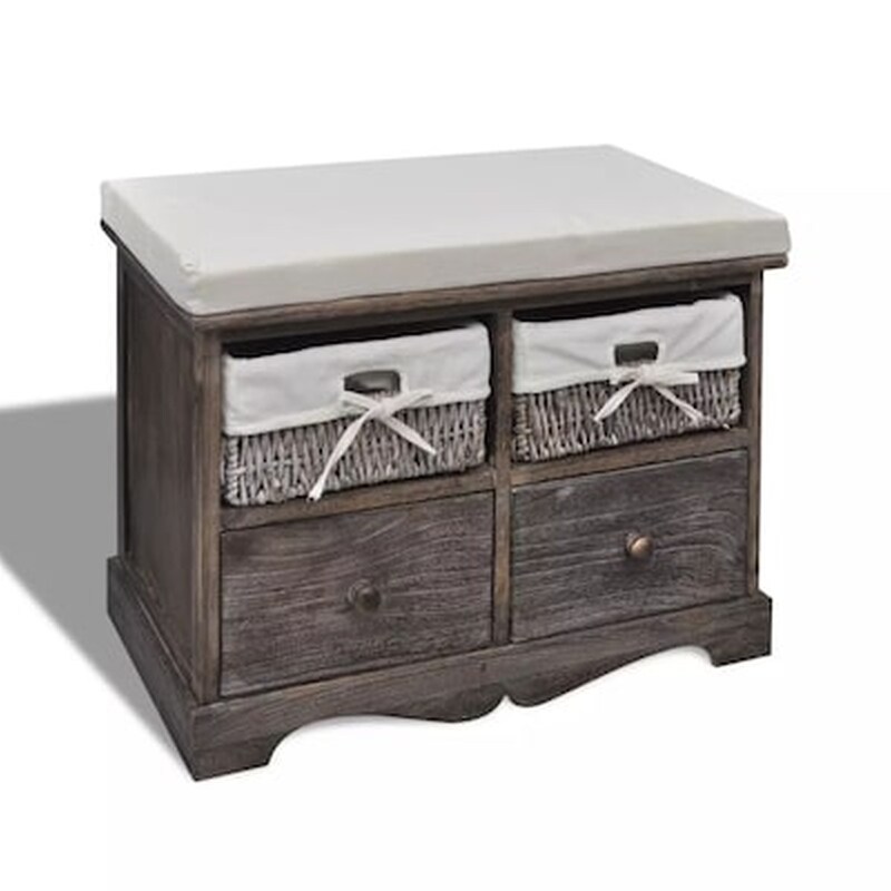 Vidaxl Πάγκος Με Αποθηκευτικό Χώρο Καφέ 62x33x42 Εκ. Ξύλο Παυλώνιας