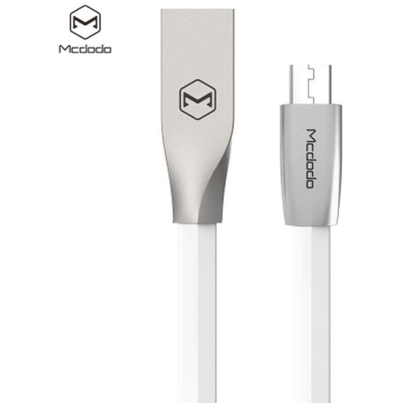 MCDODO Mcdodo Ca- 125 Micro USB Metal Housing Noodle Transfer Data Synchronization Charging Cord 1m - Λευκό