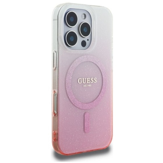 Θήκη Apple Iphone 16 Pro - Guess Glitter Gradient with Magsafe - Ροζ image 1