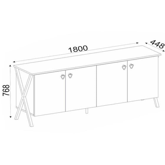 Μπουφές 24Mall Favore από Μοριοσανίδα/Μέταλλο 180x44.8x76.8 cm - Καρυδί/Μαύρος image 3