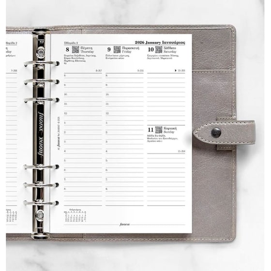 Ανταλλακτικά Φύλλα Ημερολογίου Filofax 2026. Greek A5 Εβδομαδιαίο σε 2 Σελ.. image 2