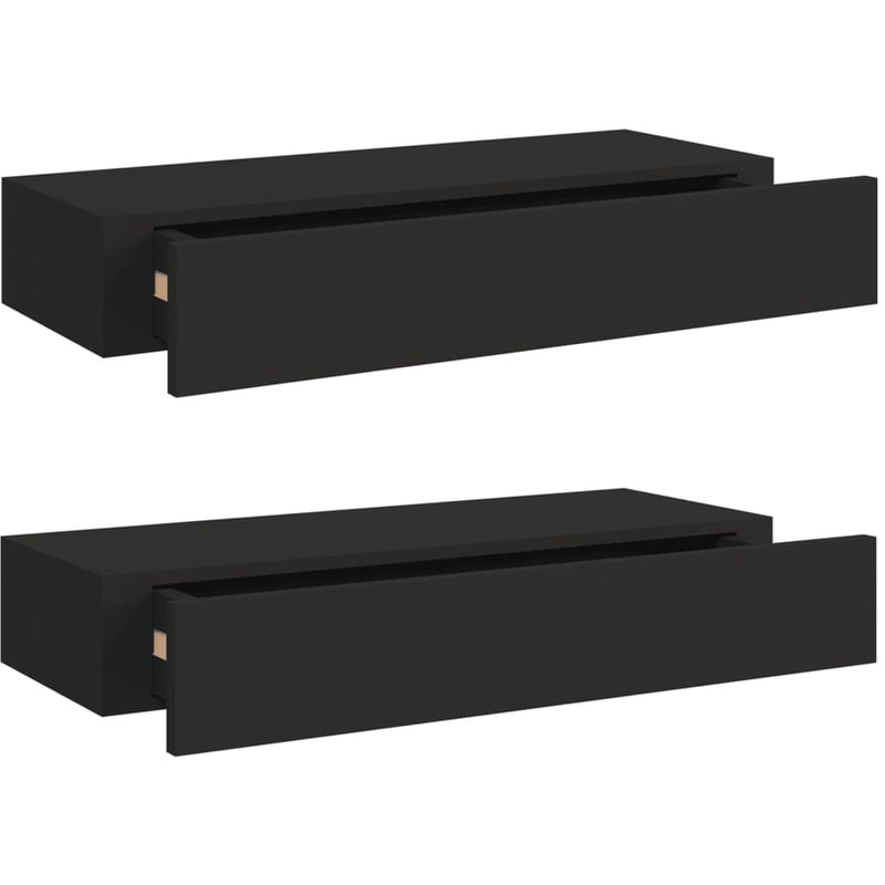 VIDAXL Ράφια Τοίχου VidaXL με Συρτάρια από MDF 60x23.5 cm 2 Τμχ - Μαύρο