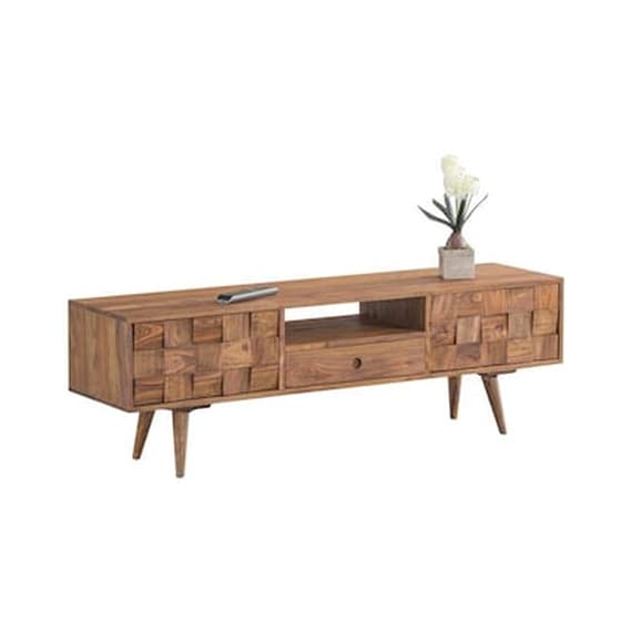Έπιπλο Τηλεόρασης Woodwell Ξύλο Ακακία 140x35x45 cm  - Καφέ image 0