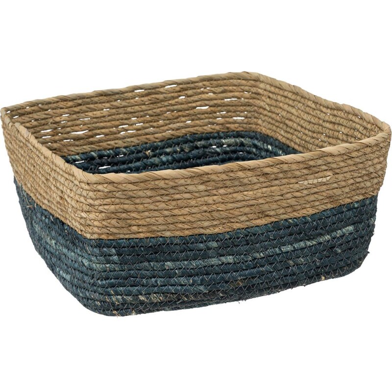 Καλάθι Αποθήκευσης Spitishop F-v Petrol 181240c 31x31x15cm Ψάθινο - Καφέ/Πετρόλ