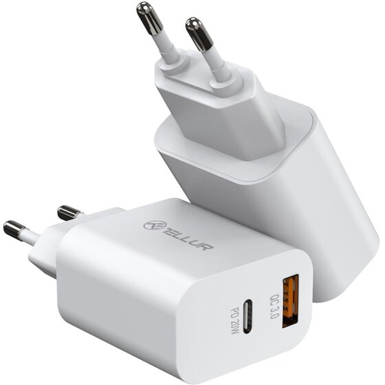 Φορτιστής Πρίζας Tellur PDHC101 USB-C Power Adapter Δύο Θυρών 38W - White image 3
