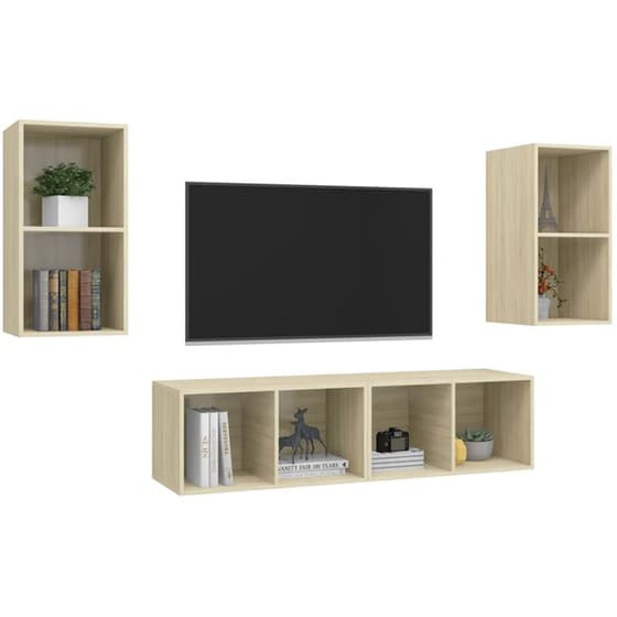 Έπιπλα Τηλεόρασης VidaXL από Μοριοσανίδα 4 Tμχ 37x37x72 cm - Καφέ image 2