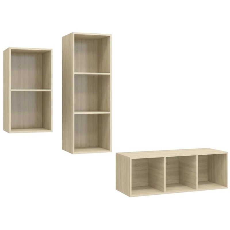 Έπιπλα Τηλεόρασης VidaXL Μοριοσανίδα Δρυς 3 Τμχ 37x37x107cm - Μπεζ