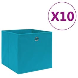 Κουτιά Αποθήκευσης Vidaxl Σετ 10 Τμχ από Ύφασμα 28x28x28 cm - Γαλάζια