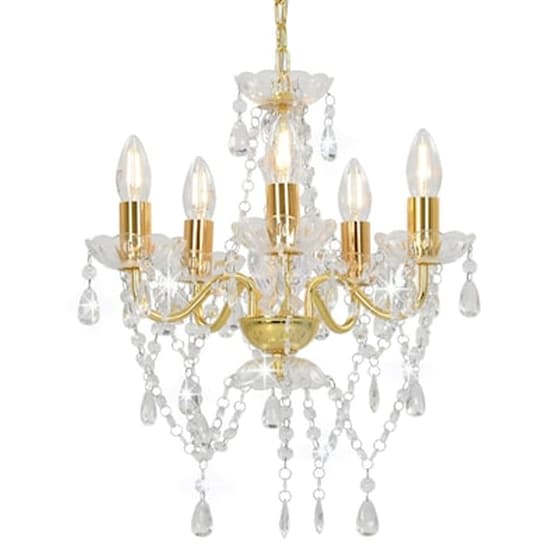 Vidaxl Πολυέλαιος Με Κρυστάλλινες Χάντρες Χρυσός Με 5 Ντουί Ε14 image 0