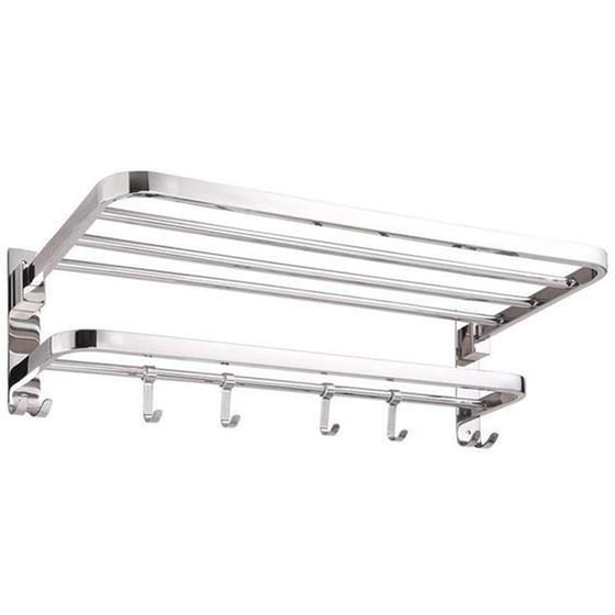 Κρεμάστρα Nextdeco Επιτοίχια με Ράφι Πετσετοθήκη - Ασημί image 0