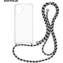 Θήκη Apple iPhone 16 - Sonique Armor Clear Θήκη Σιλικόνης με Κορδόνι - Rainbow Μαύρο