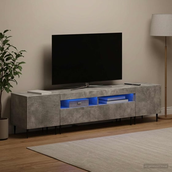 Έπιπλο Τηλεόρασης VidaXL με LED 3 τμχ 198 x 35 x 43 cm - Γκρι Σκυροδέματος image 1