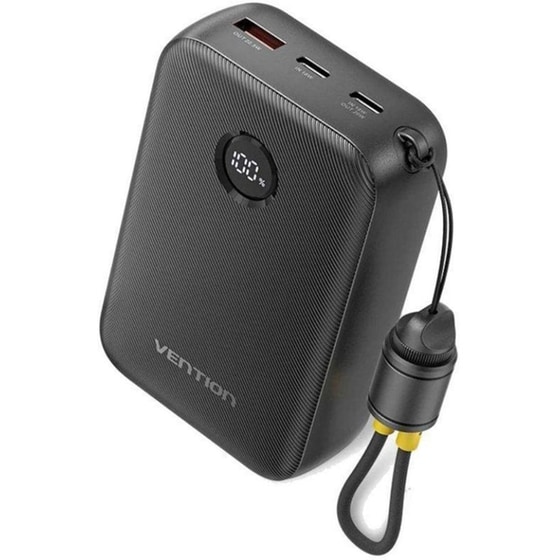 Powerbank Vention FKBB0-C με ενσωματωμένο καλώδιο USB-C 20.000mAh 22.5W - Black image 0