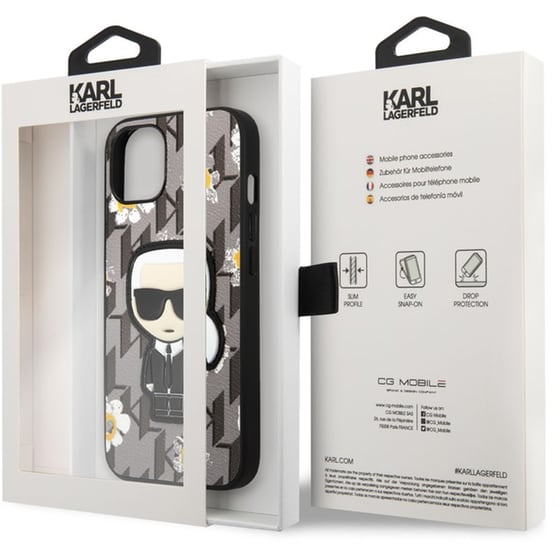 Θήκη Apple iPhone 13 - Karl Lagerfeld Flower Mono Ikonik Patch Case - Grey image 5