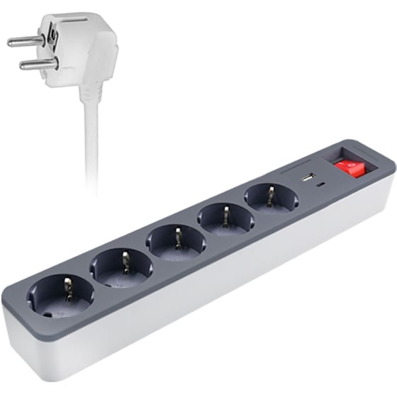 Πολύπριζο Ασφαλείας Sonora 230-0121 5 Θέσεων 1.4m - Μαύρο/Λευκό image 0