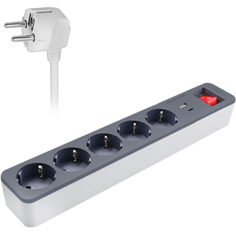 Πολύπριζο Ασφαλείας Sonora 230-0121 5 Θέσεων 1.4m - Μαύρο/Λευκό