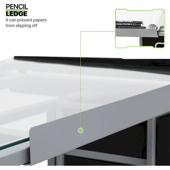 Γραφείο Σχεδίασης Lamtech Crystal Μεταλλικό 104x60x80cm - Ασημί/ Μαύρο image 3