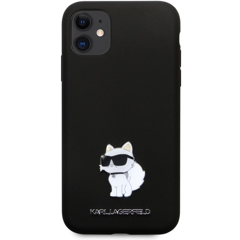 Θήκη Apple iPhone 11 - Karl Lagerfeld Choupette Metal Pin Hard Case - Black