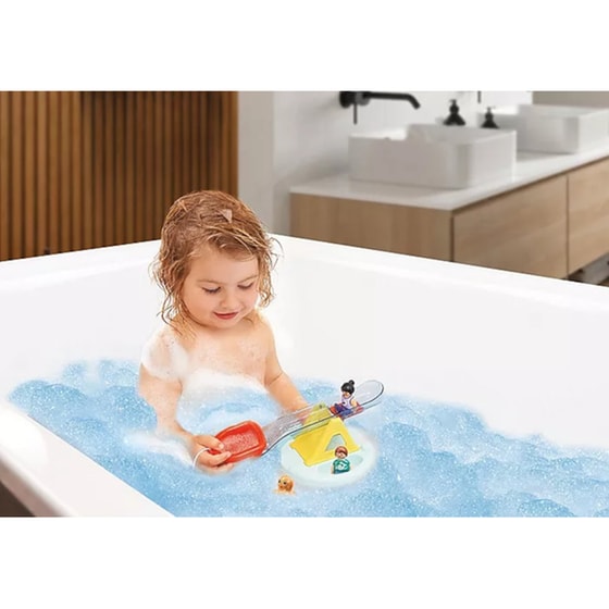 PLAYMOBIL® Junior Aqua: Νησάκι με Νερο-Τραμπάλα και Βαρκούλα (70635) image 3