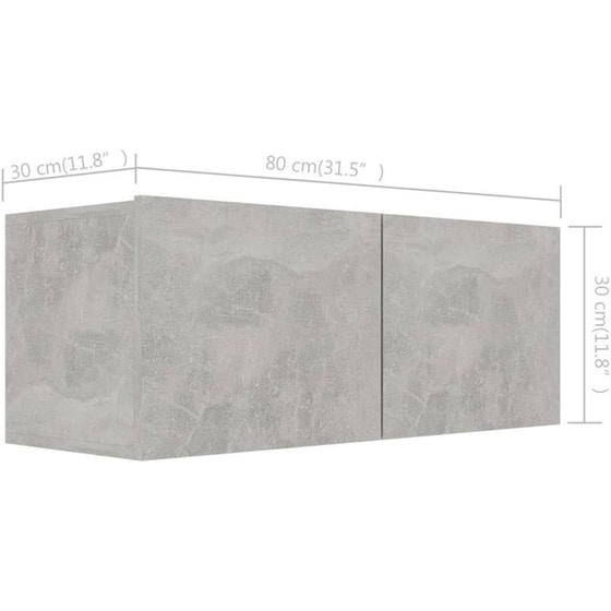 Έπιπλα Τηλεόρασης VidaXL Μοριοσανίδα 2 Τμχ 80x30x30cm - Γκρι image 5