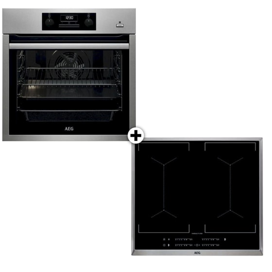 AEG IKE64450XB & BES351111M 72 Lt Inox Eντοιχιζόμενο Σετ Φούρνος και Εστία image 0