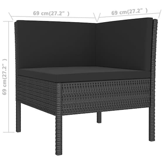 Vidaxl Σετ Καναπέ Κήπου 3 Τεμ. Μαύρο Από Συνθετικό Ρατάν Με Μαξιλάρια image 5