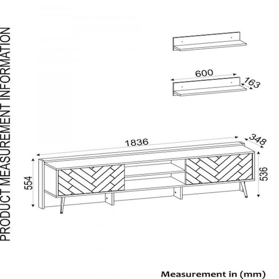 Έπιπλο Τηλεόρασης Stabile από Μοριοσανίδα 183.6x34.8x55.4cm - Μαύρο/Καρυδί image 2