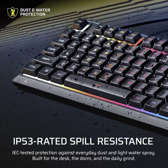 Corsair Skiff 100 Gaming Μεμβράνης Ενσύρματο Πληκτρολόγιο Full Size με RGB φωτισμό (US) image 4