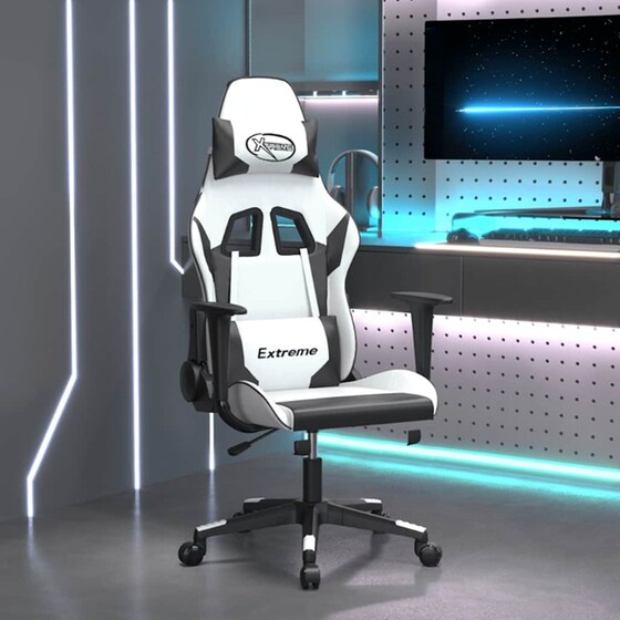 Καρέκλα Gaming VIDAXL 3143697 με Ρυθμιζόμενα Μπράτσα από Τεχνητό Δέρμα - Λευκό / Μαύρο image 9