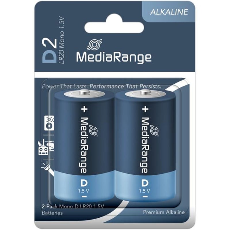 MediaRange Premium Alkaline Batteries Mono D|LR20|1.5V Pack 2 (MRBAT109)