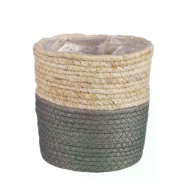Καλάθι Αποθήκευσης Edelman 1094097 Ψάθινο Φ16x16 cm - Γκρι/Μπεζ