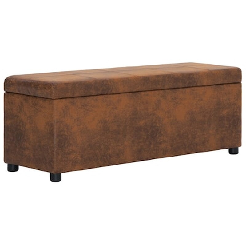 Σκαμπό Σαλονιού Vidaxl Με Αποθηκευτικό Χώρο Από Συνθετικό Καστόρι 116 cm - Καφέ