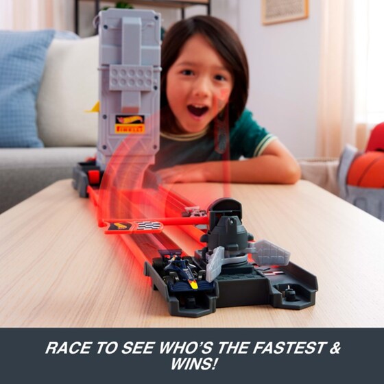 Playset Hot Wheels Racing Formula 1 Grid Start Track Set & 2 Die-Cast F1 Cars 1:64 image 9